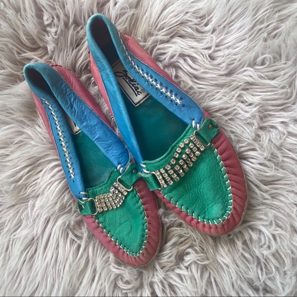 Vintage Zodiac Pink Blue Green Rhinestone Loafers - Picture 2 of 12